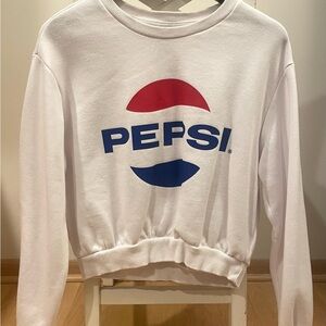 Never Worn Pepsi Logo White Cropped Sweatshirt